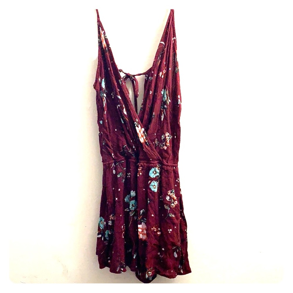 Wine floral romper